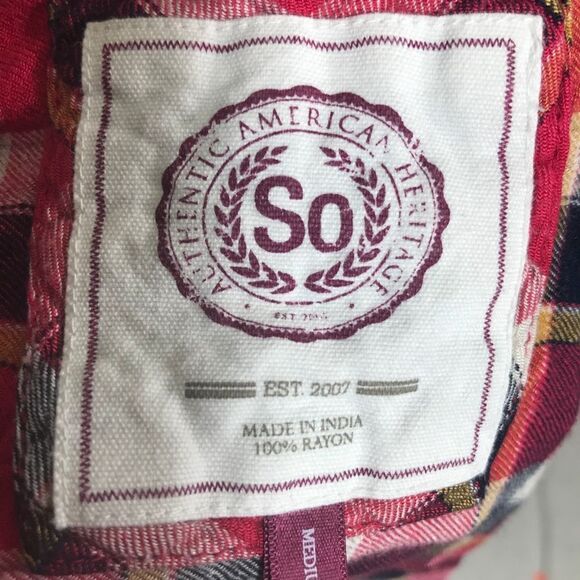 So Cowboy Plaid Front Button Women’s Top. - Picture 8 of 10